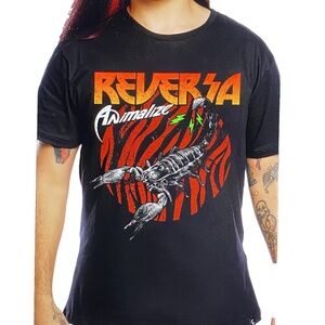 REVERSA Animalize Scorpion Black Graphic Grunge Goth Unisex T-Shirt Brazil L
